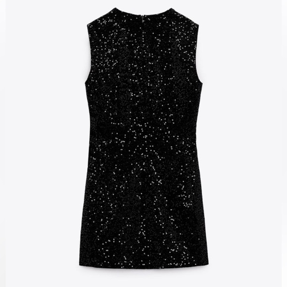 NWT ZARA SHORT SEQUINS SLEEVELESS  DRESS SIZE M BLACK NWT - Picture 5 of 7
